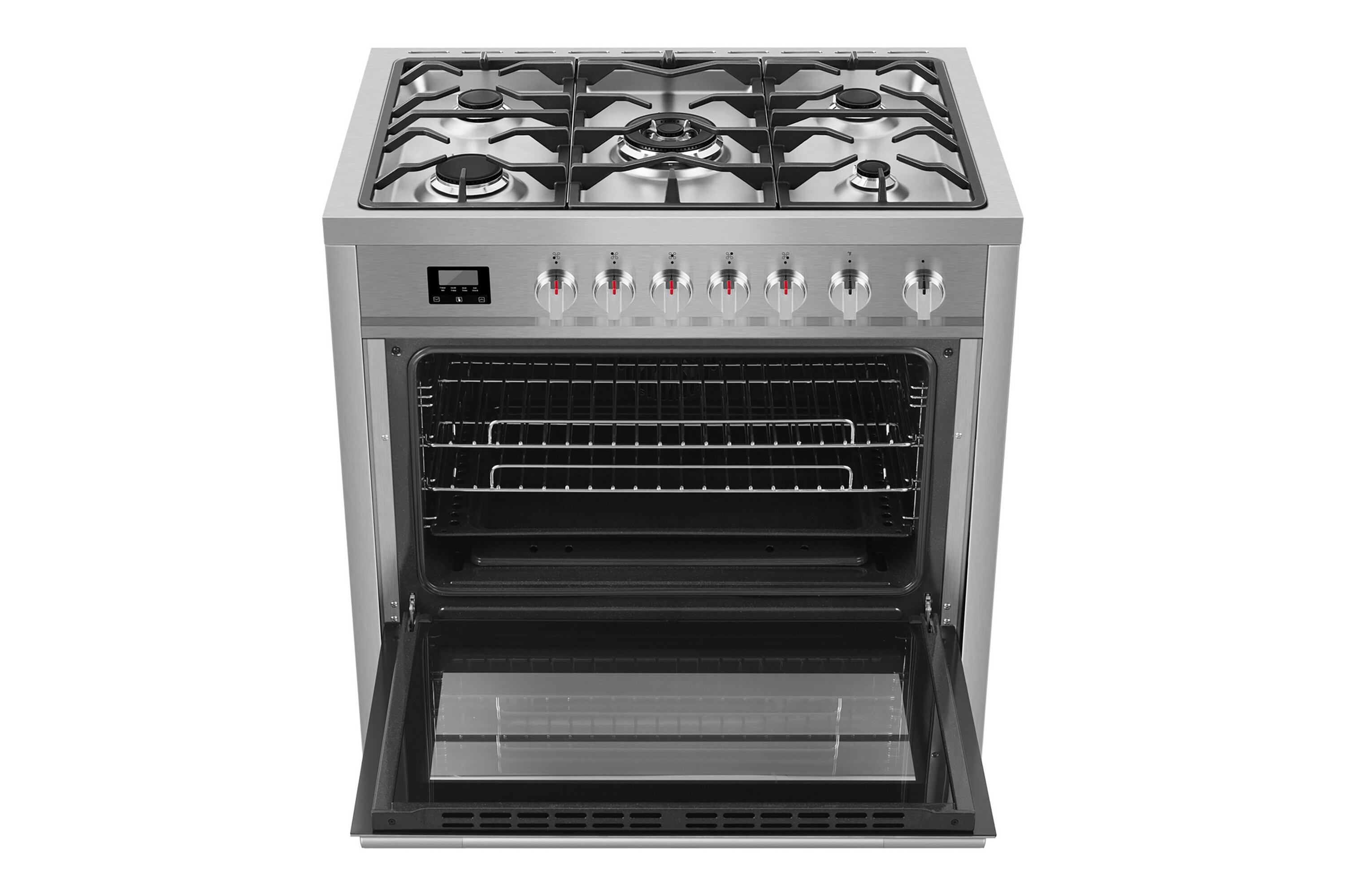 36 Inch Empava 36 Slide-In Freestanding Single Oven Ga with 5 Sealed Burner Cooktop in Stainless Steel
