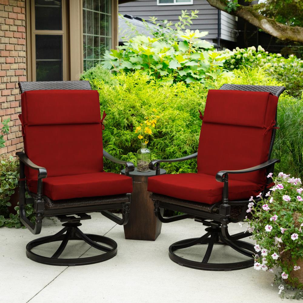 Dark Cherry Red Allen and Roth High Back Patio Chair Cushion 