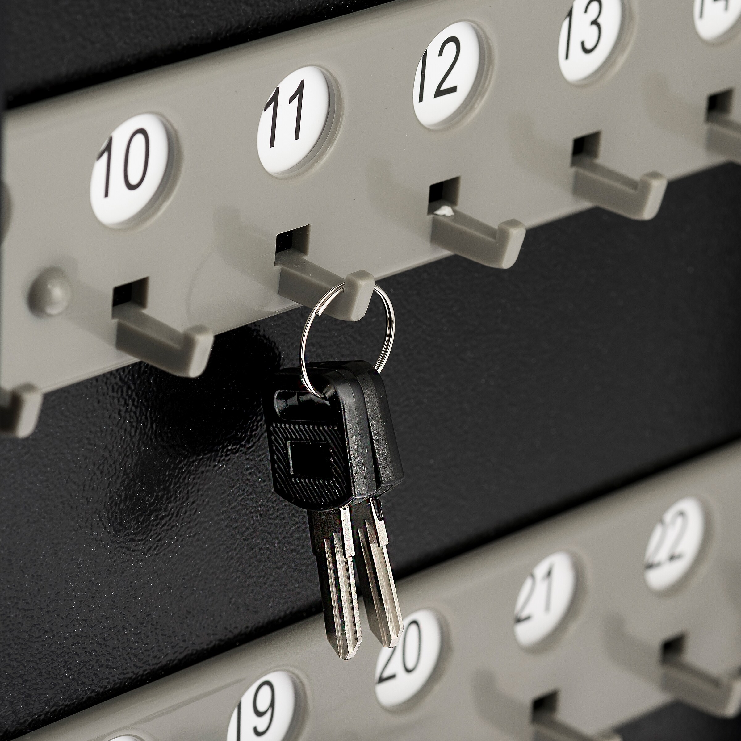 AdirOffice Brass Black Framed Hanging 24 Key Locking Glass Storage Key Cabinet 