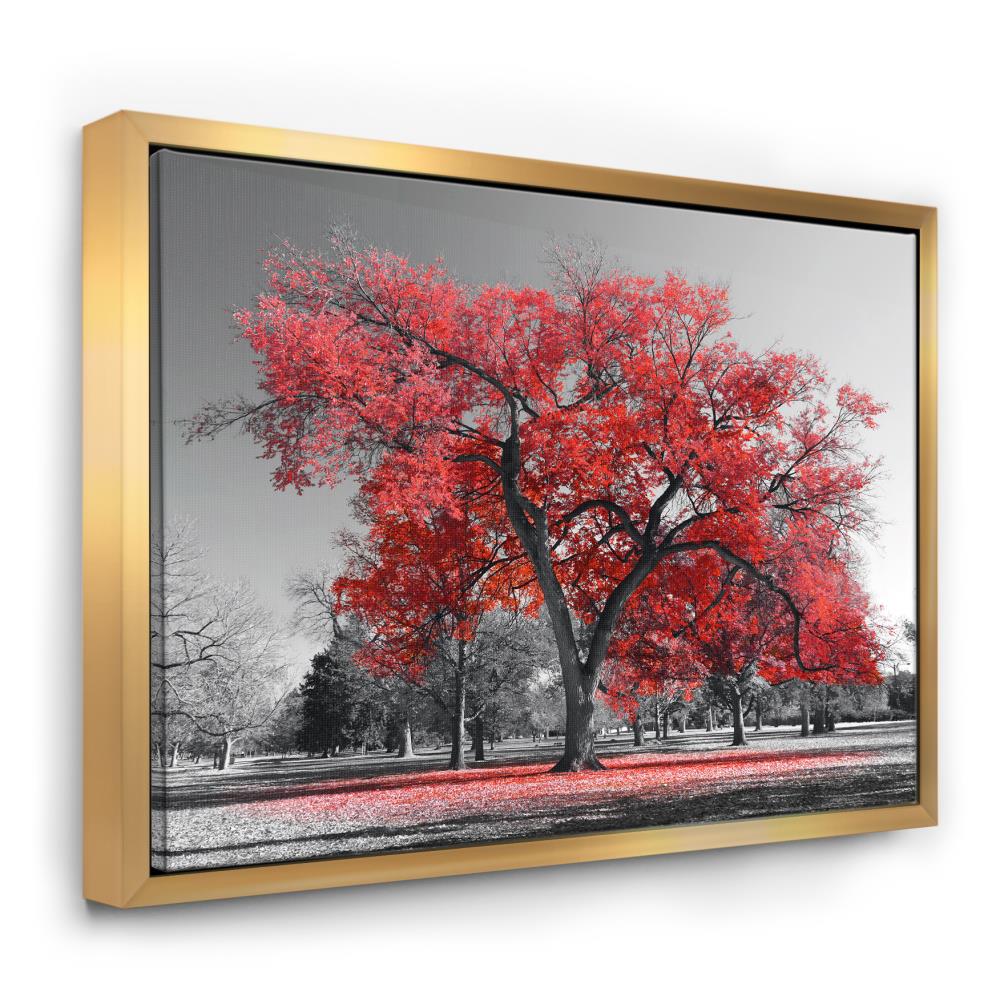Designart Gold Wood Floater Frame 36-in H x 46-in W Floral Print on Canvas Designart Gold Wood Floater Frame 36-in H x 46-in W Floral Print on Canvas
