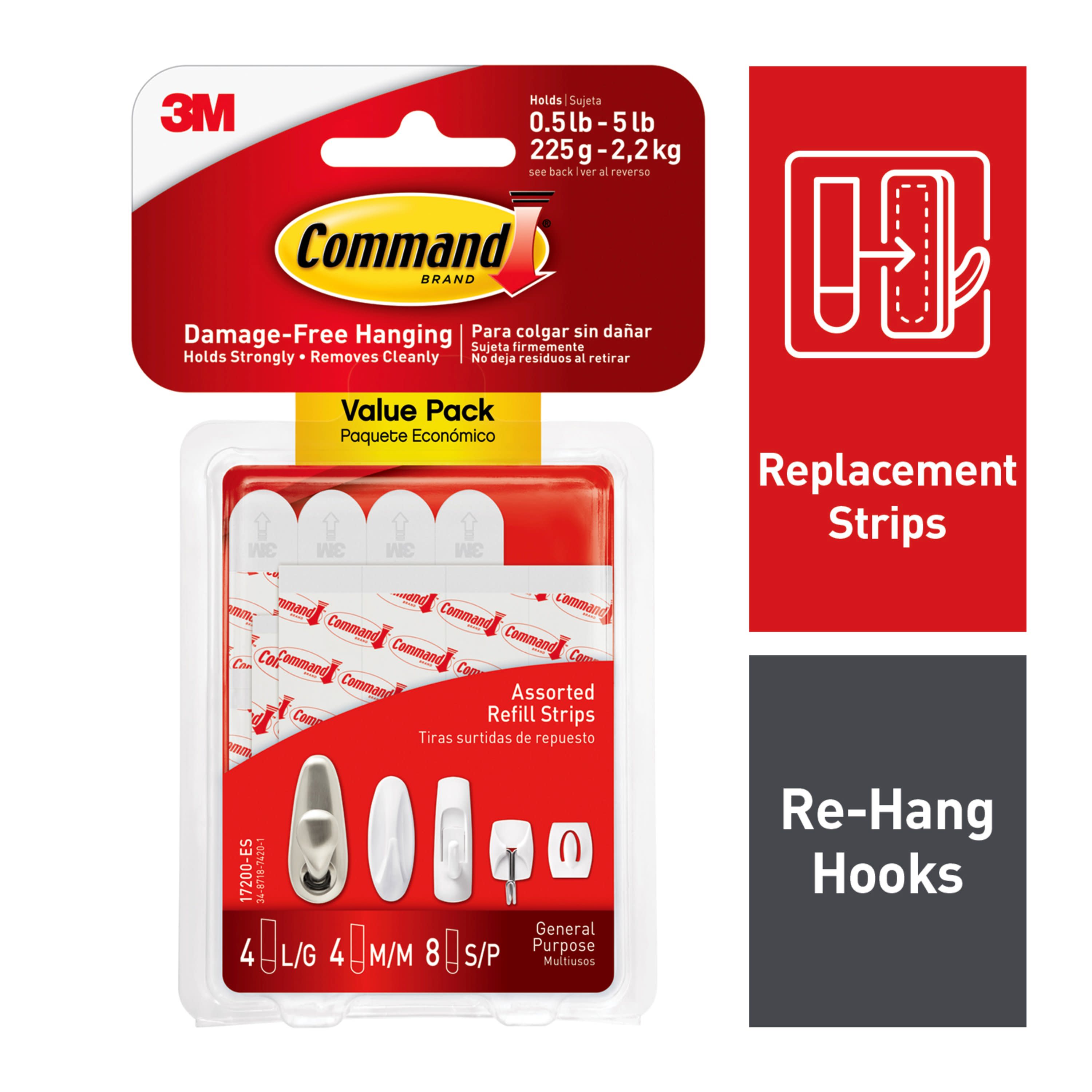3M Command Hanger Hook Strips Large Medium Small Replacement Refill Poster 
