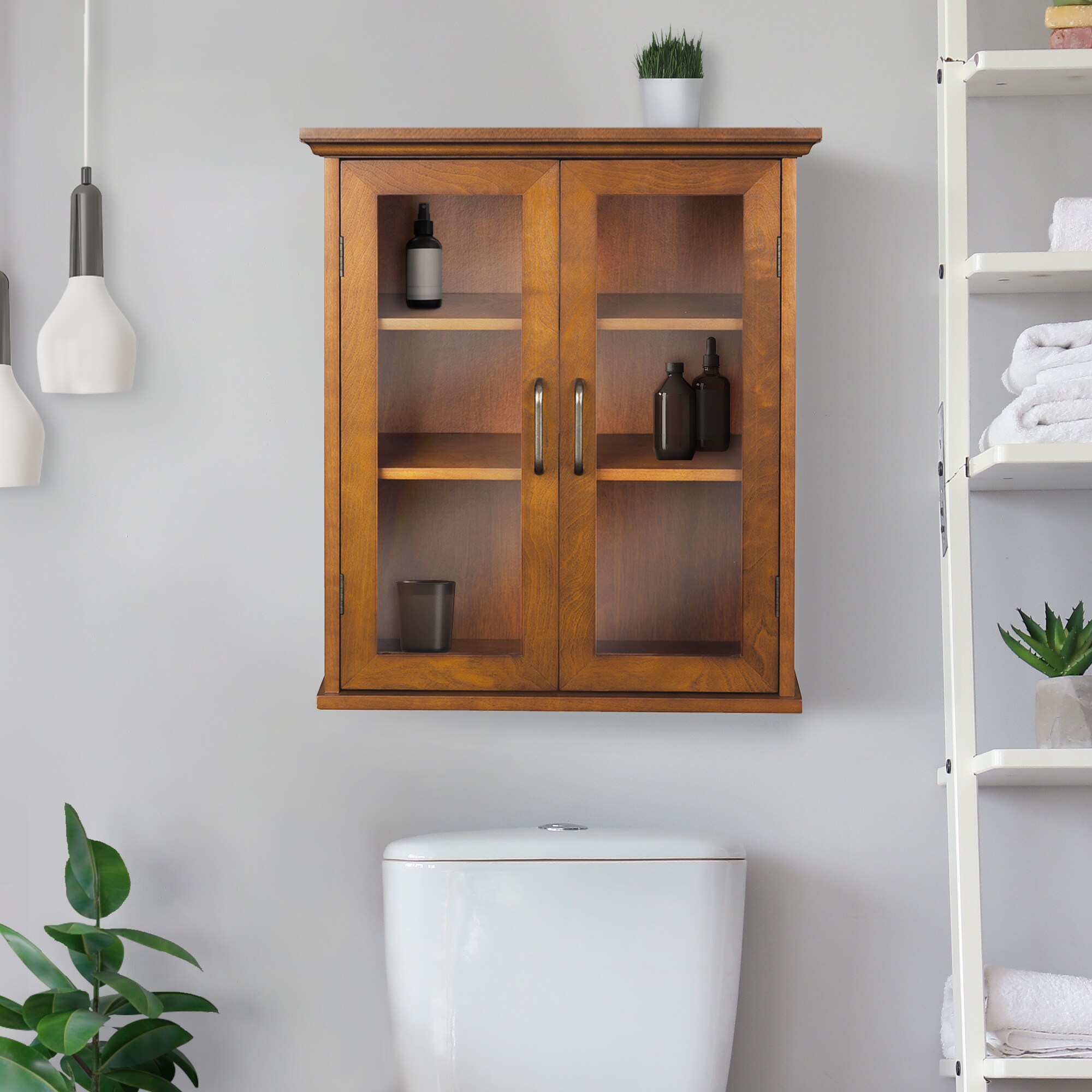Elegant Home Fashion Avery Wall Mounted Cabinet Wooden Bathroom Kitchen Storage 