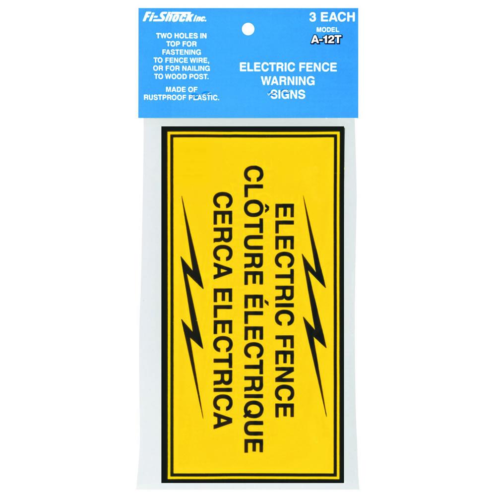 3 3 Signs Zareba 680828 WS3 3-Pack Electric Fence Warning Signs 