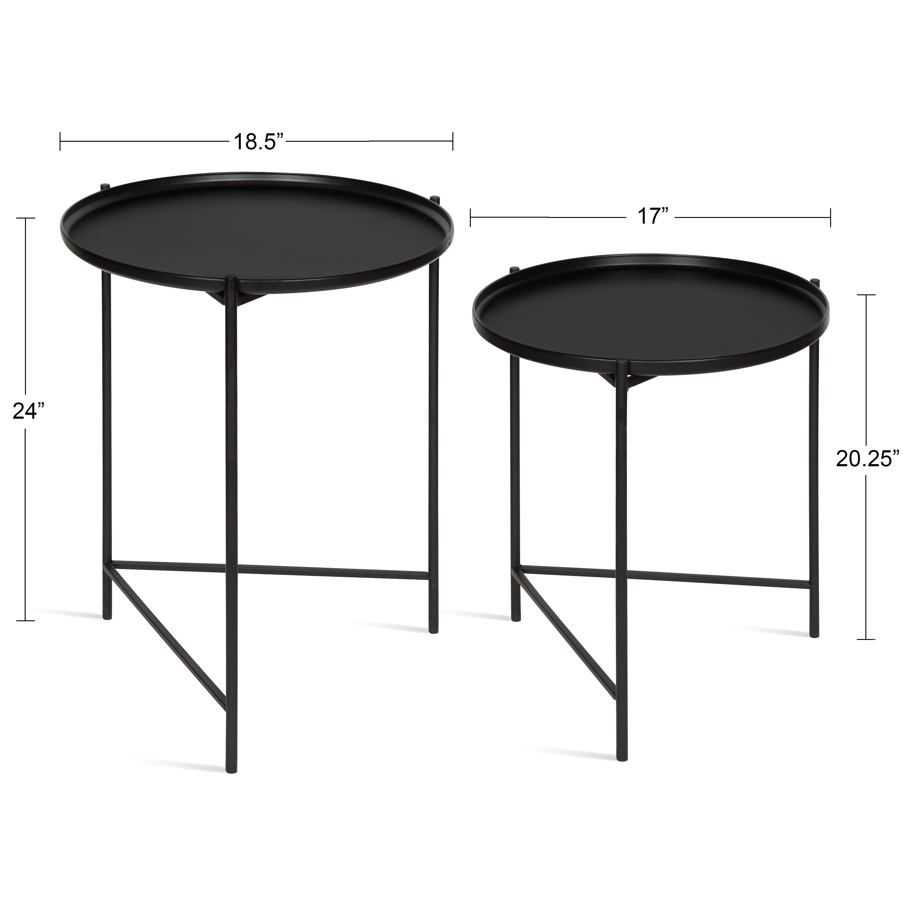 Black 3 Piece Kate and Laurel Ulani Round Metal Accent Table Set