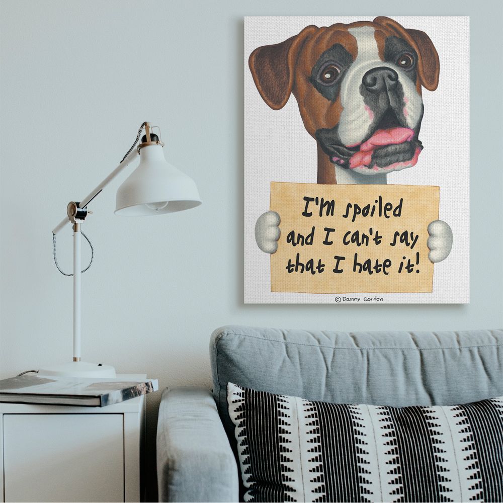 Wall Art Boxer Dog Gifts A Spoiled Boxer Lives Here 5 x 10 inch Hanging Wood Sign Home Decor 