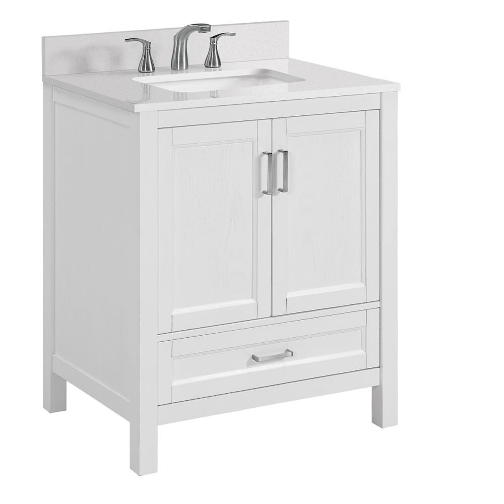 Durham 30in White Oak Single Sink Bathroom Vanity with Terrazzo