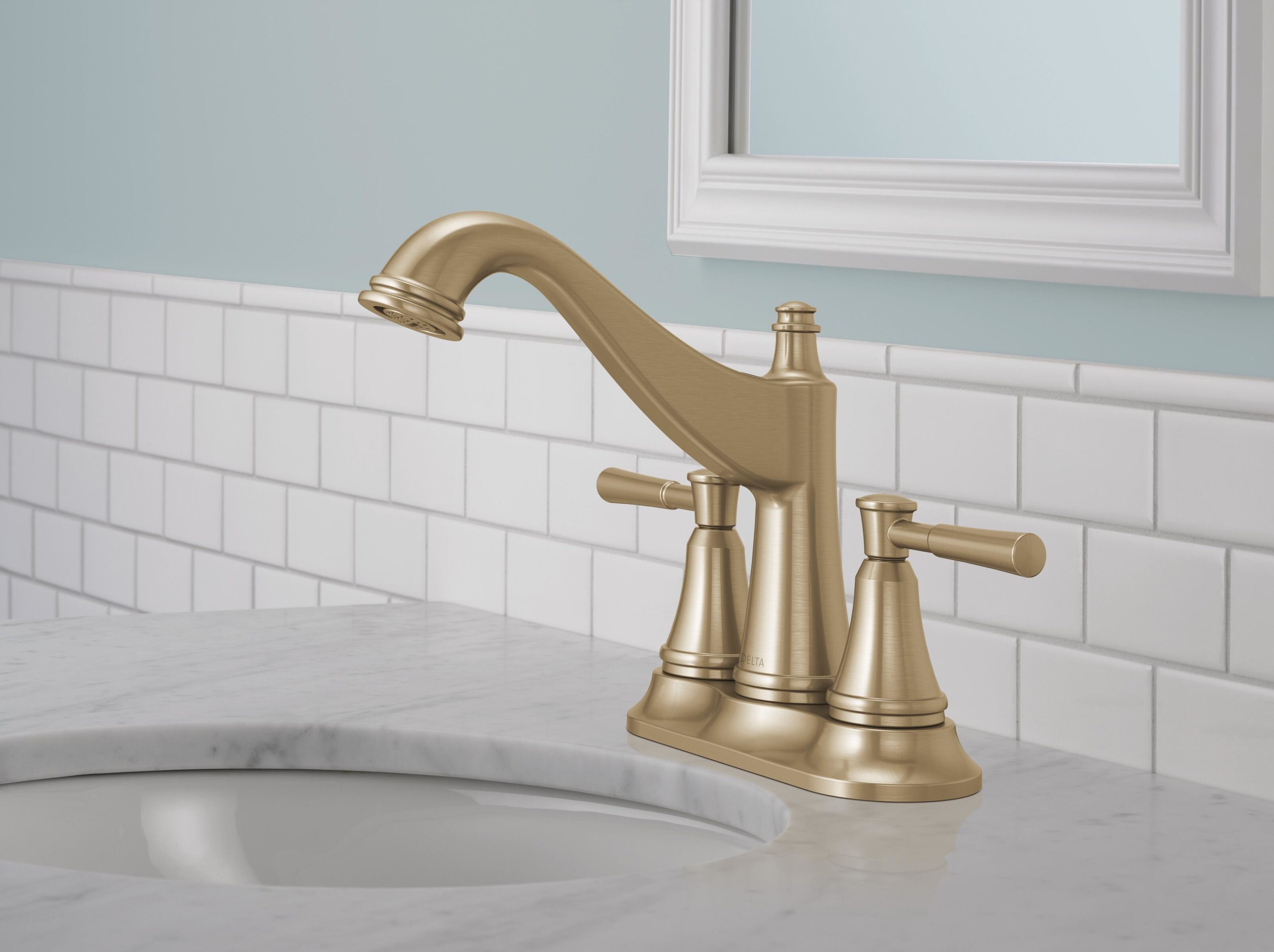 Delta Mylan Champagne Bronze 2 Handle 4 In Centerset Watersense High Arc Bathroom Sink Faucet 9490