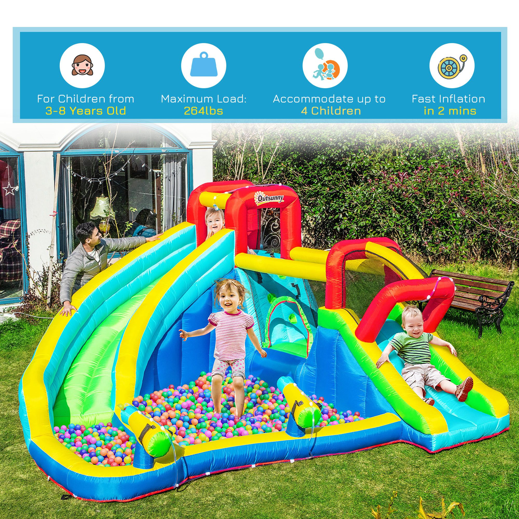 NEW Banzai Super Bounce 'N Slide Bouncer House Play Jump Inflatable Party 