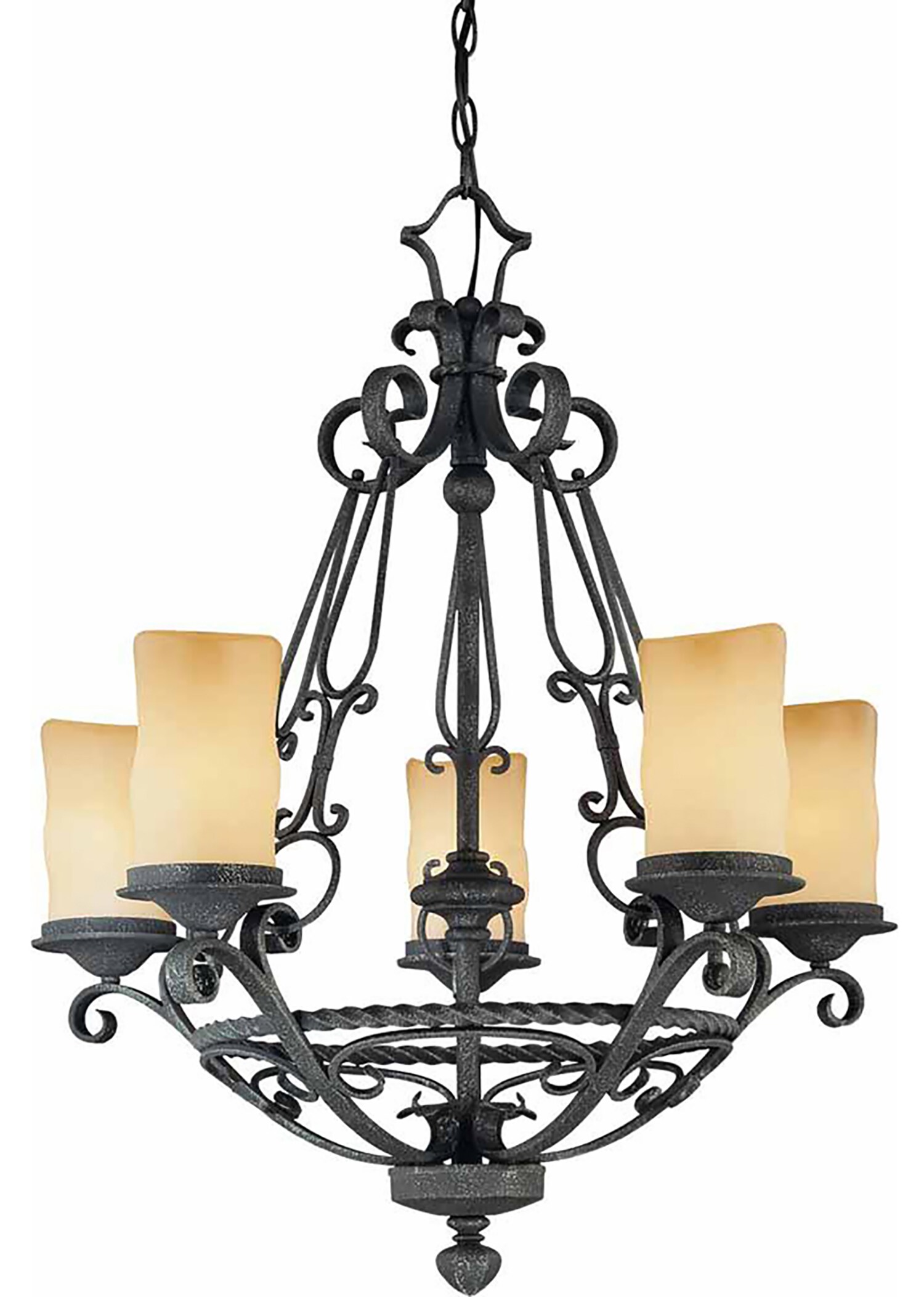 wrought iron 5 light chandelier