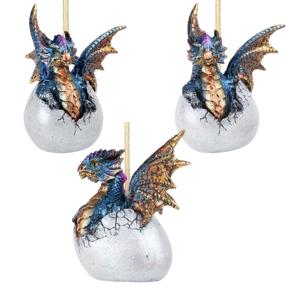 Design Toscano Christmas Tree Ornaments Frost the Gothic Dragon Holiday Ornament Set of Three Snowflake Dragon Ball Ornament QS9292913