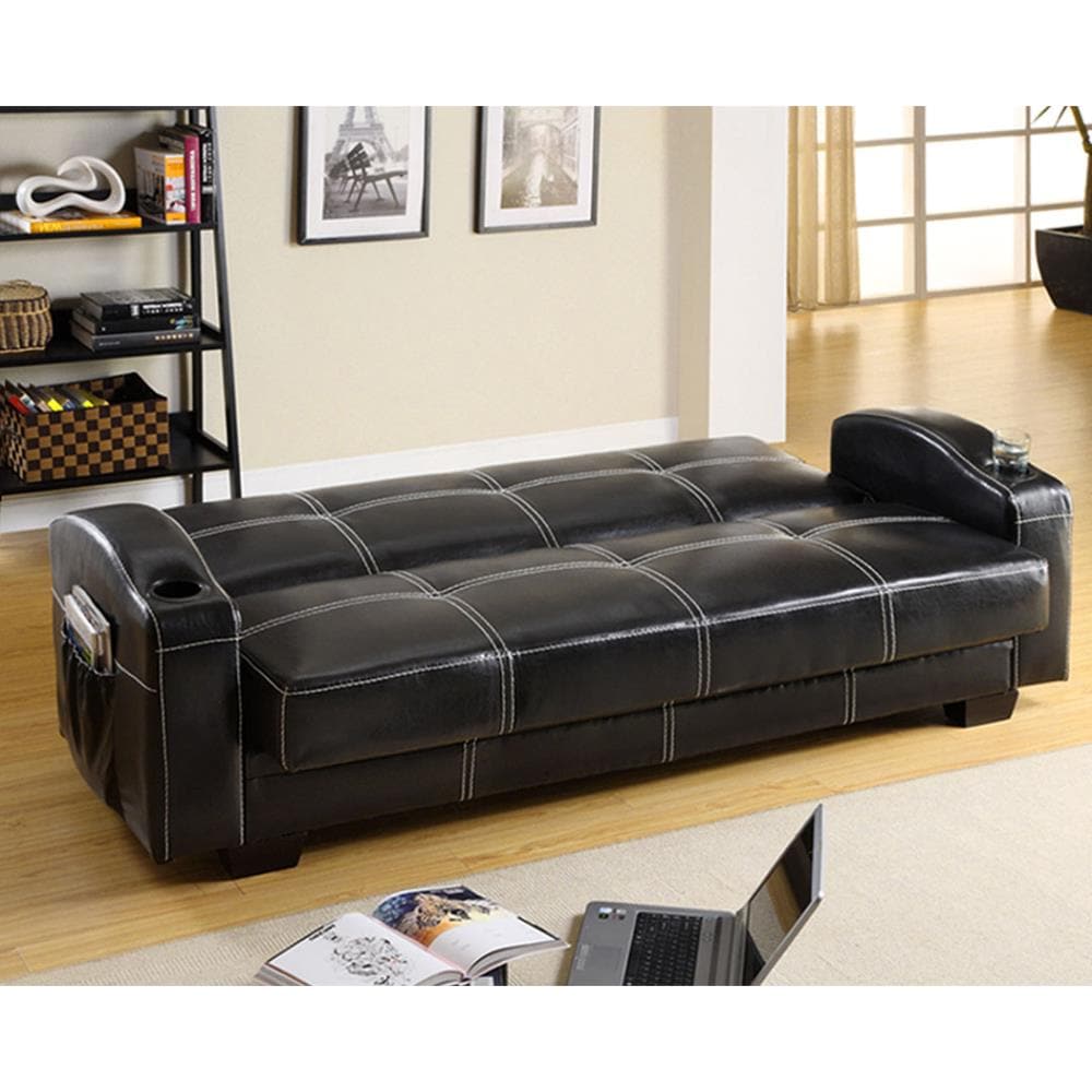 Furniture Of America Colona Black Faux Leather Futon In The Futons ...