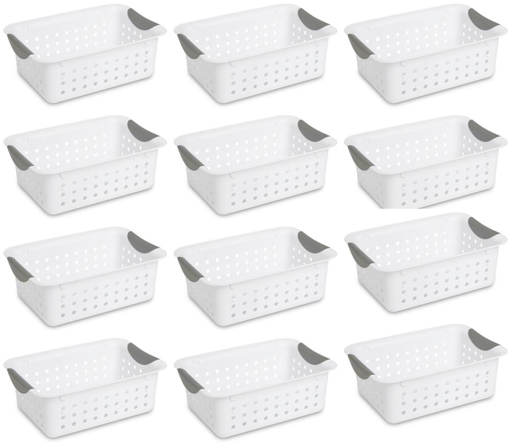 Sterilite Small Ultra Plastic Storage Bin Organizer Basket White 48 Pack 