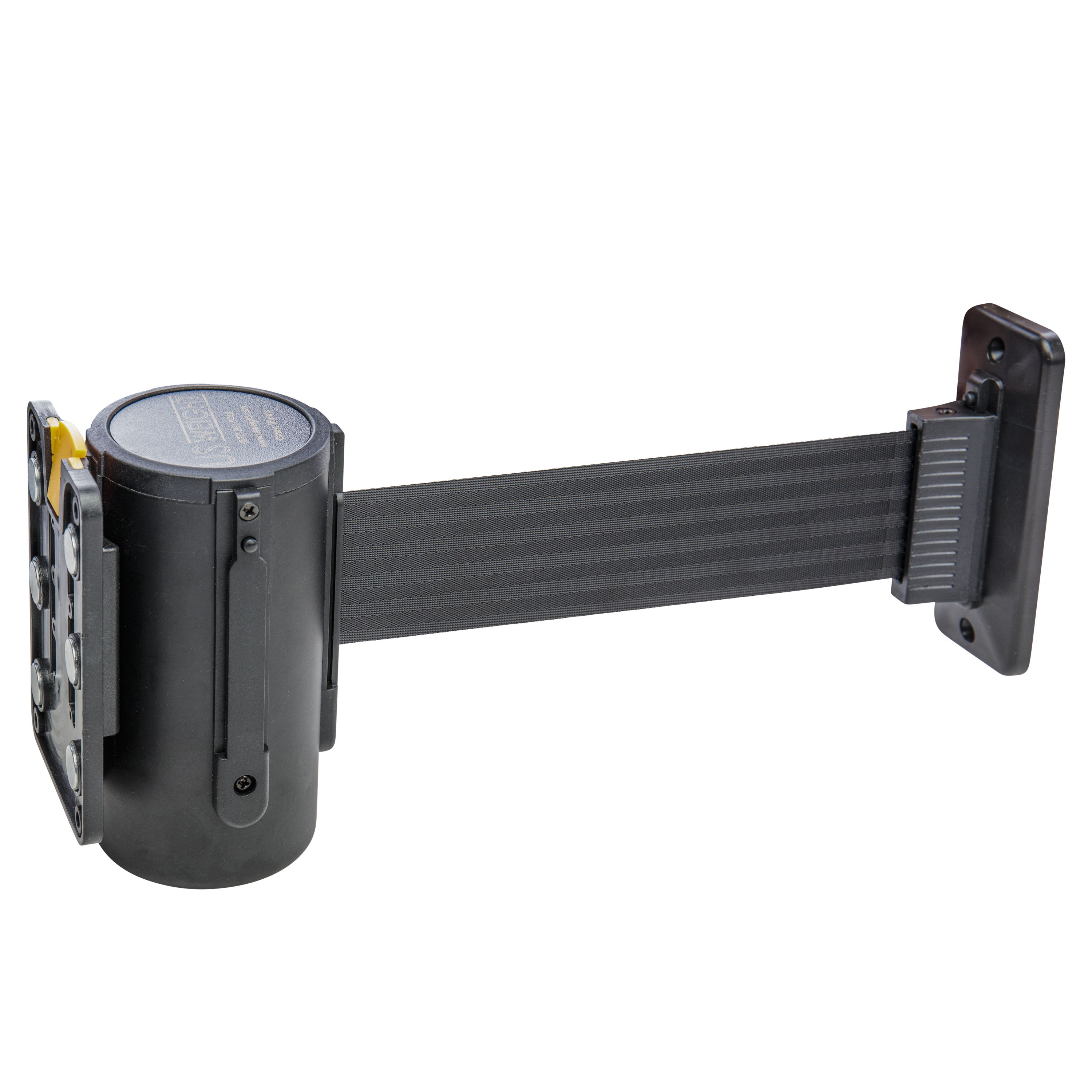 US Weight U2500 Crowd Control Wall Mount with 8' Black Retractable Belt with Safe Braking System and Locking Button