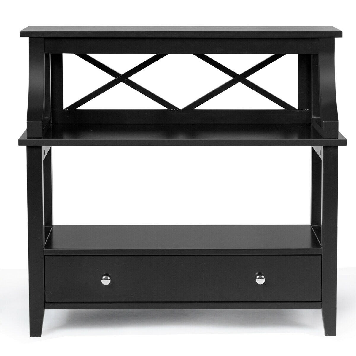 Night Stand Side Table Modern Accent Table With 3 Shelves For Storage Bookcase 
