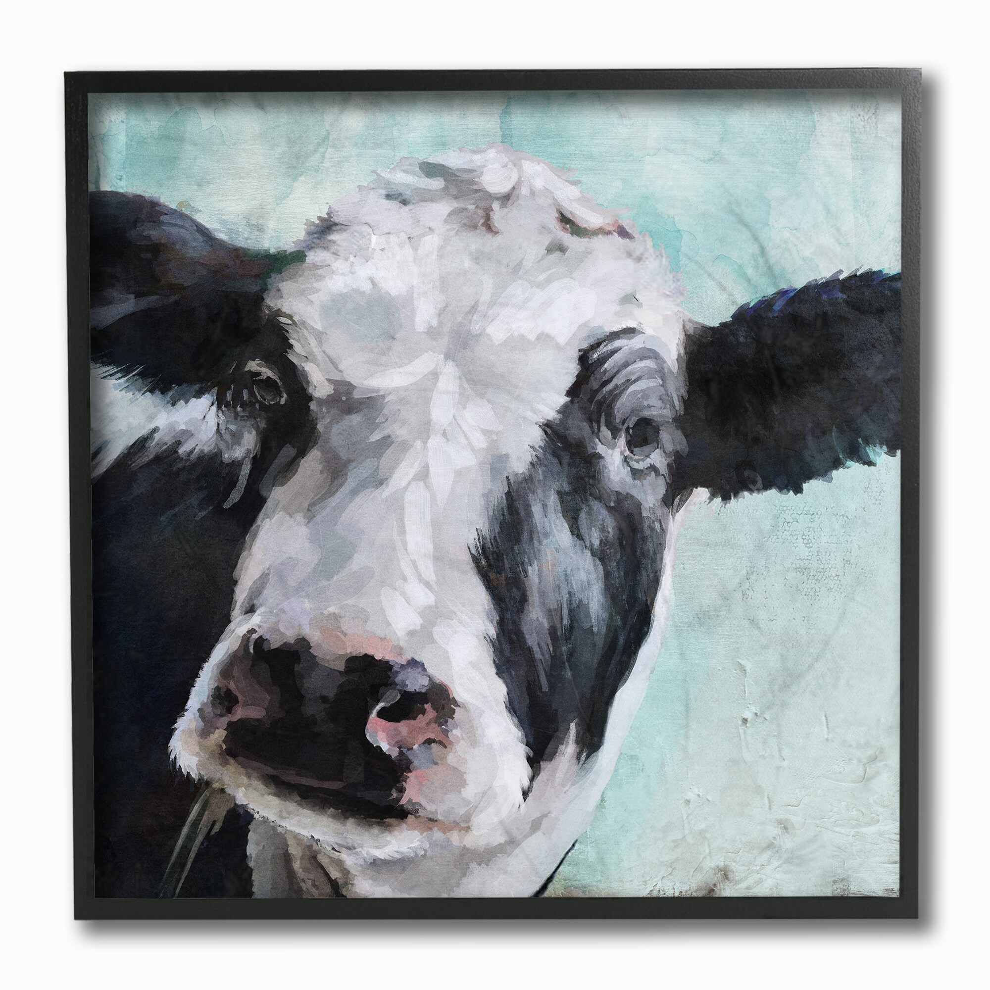 12 x 12 Stupell Industries Washed Out Distressed Surface Rustic Cow Portrait Black Framed Wall Art Multi-Color