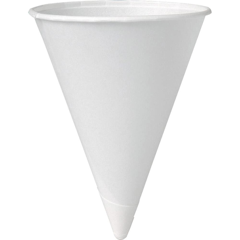 Konie 4oz White Rolled Rim Disposable Paper Cones Water Cooler Dispenser 200's 