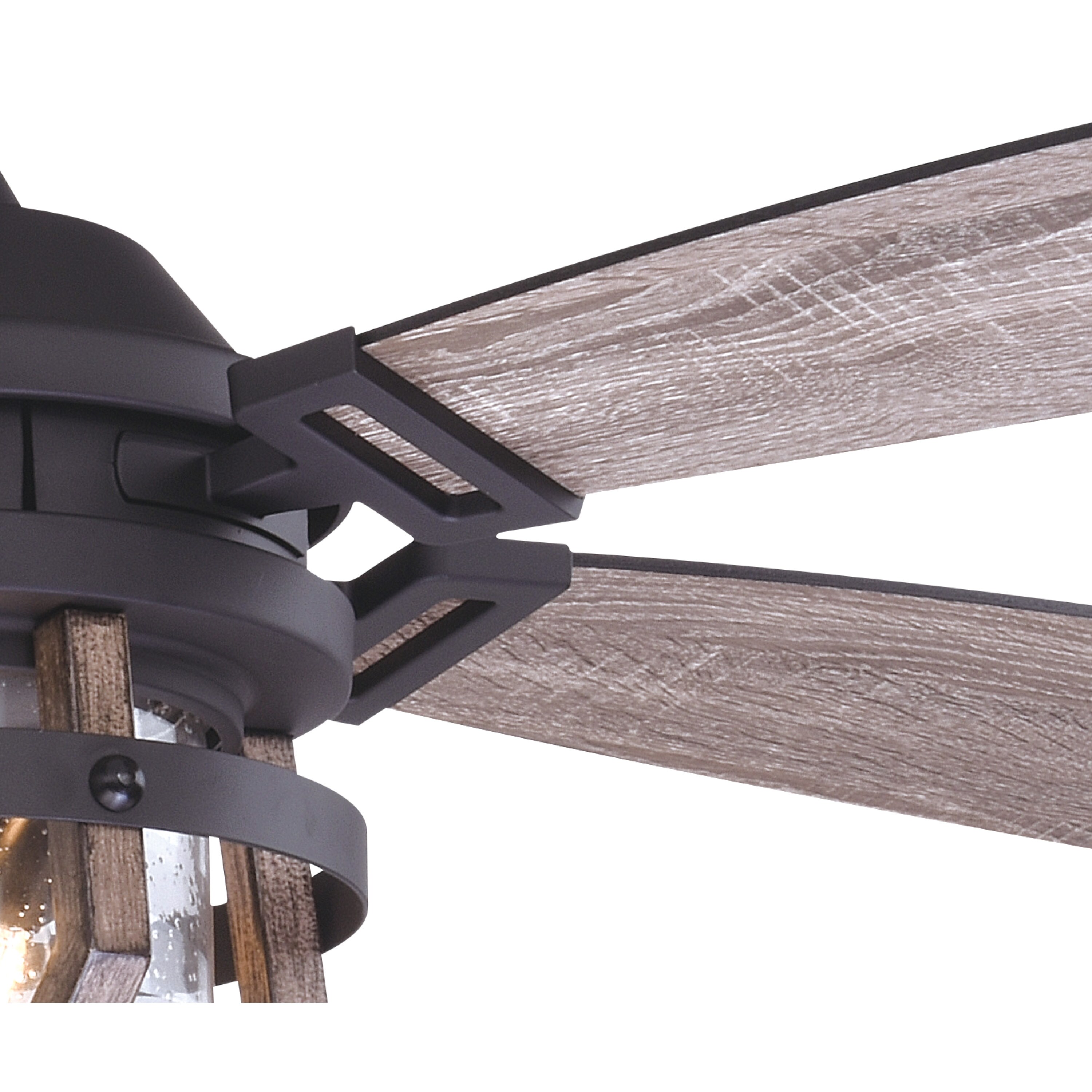 54" Burnished Black Rustic Lodge Indoor Outdoor Ceiling Fan Dimmable LED Remote 