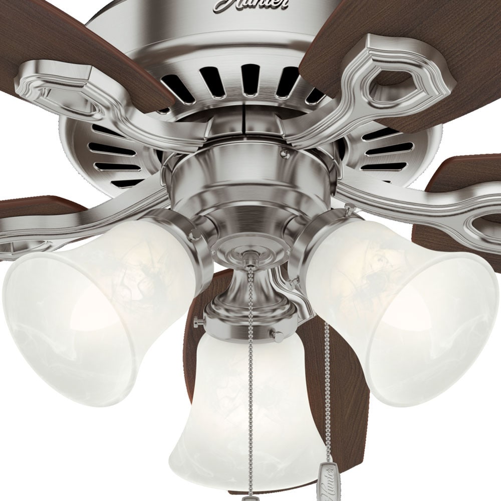 Brushed Nickel Hunter Builder 42" Quiet Ceiling Fan w/ LED Light and Pull Chain 