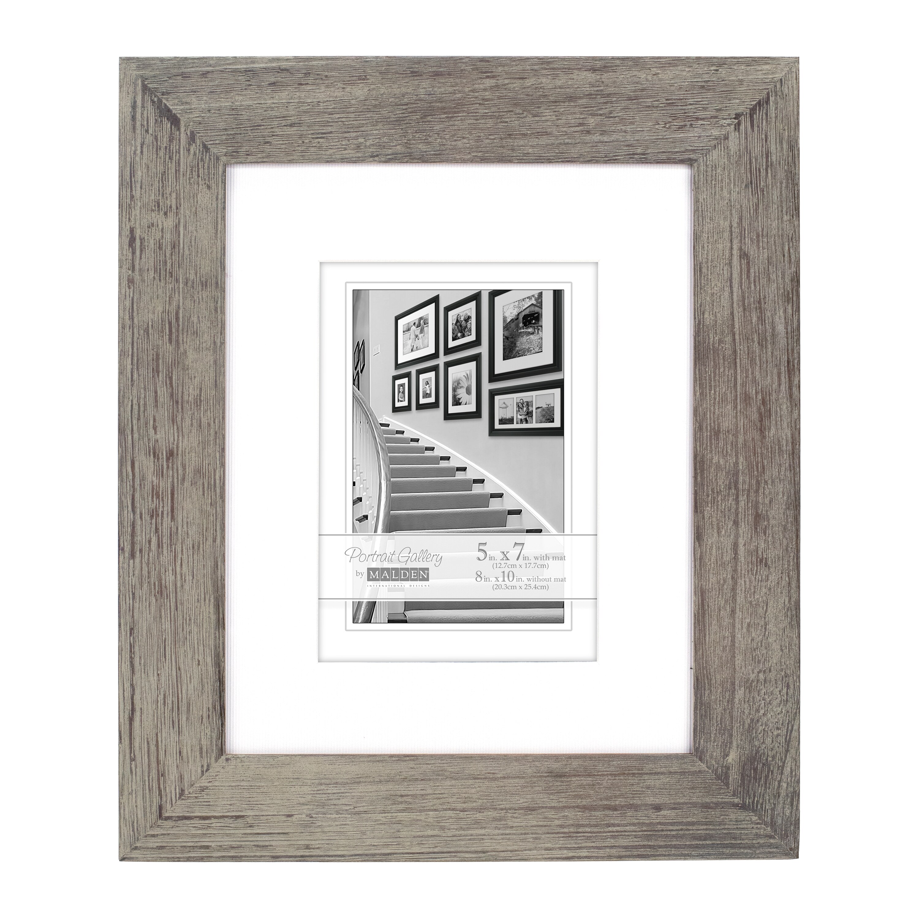Blue 672-57 Malden International Designs Linear Classic Wood Picture Frame 5x7