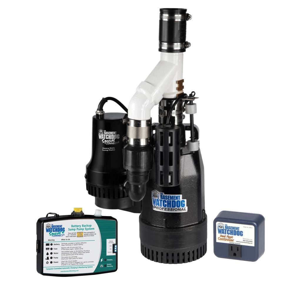 THE BASEMENT WATCHDOG Model BWSS100 1 HP 6,540 GPH at 0 ft and 4,400 GPH at 10 ft Stainless Steel Submersible Sump Pump with Caged Dual Micro Reed Float Switch Cast Iron