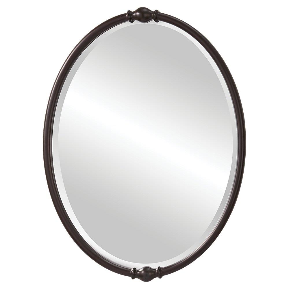 Oval Oil Rubbed Bronze Mirror With Wooden Grooves Frame