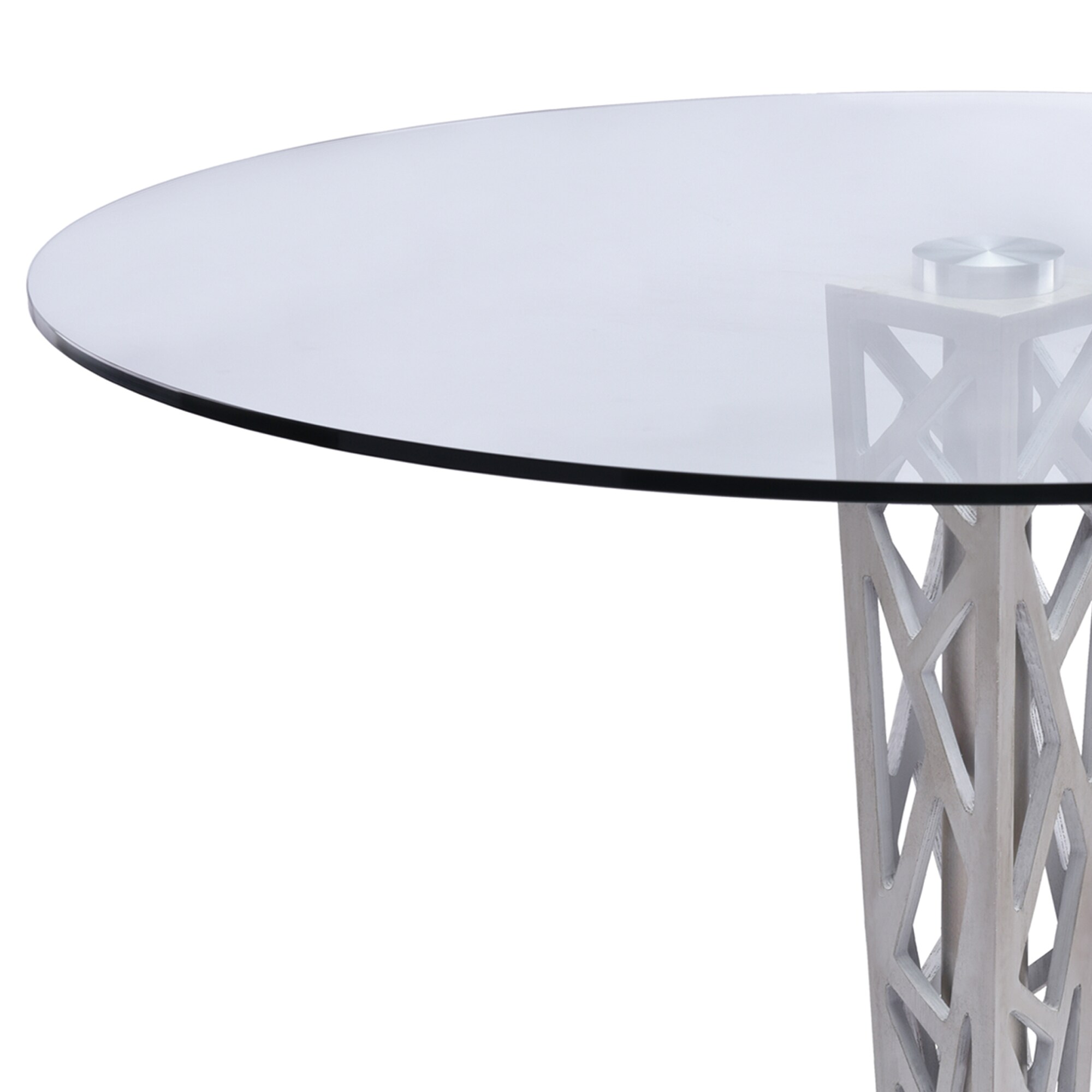 Armen Living LCCRBTTOGR Crystal Bar Table with N/A and Brushed Stainless Steel Finish 