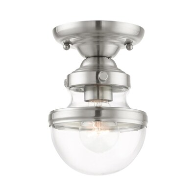 Livex Lighting Oldwick 5.5-in Brushed Nickel Incandescent Semi-flush Mount Light Livex Lighting Oldwick 5.5-in Brushed Nickel Incandescent Semi-flush Mount Light