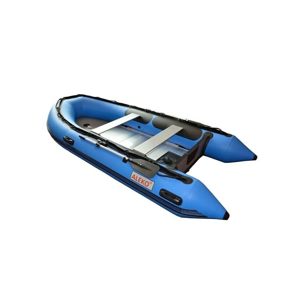 ALEKO Inflatable Fishing Boat 10.5 Feet with Aluminum Floor Black Color 