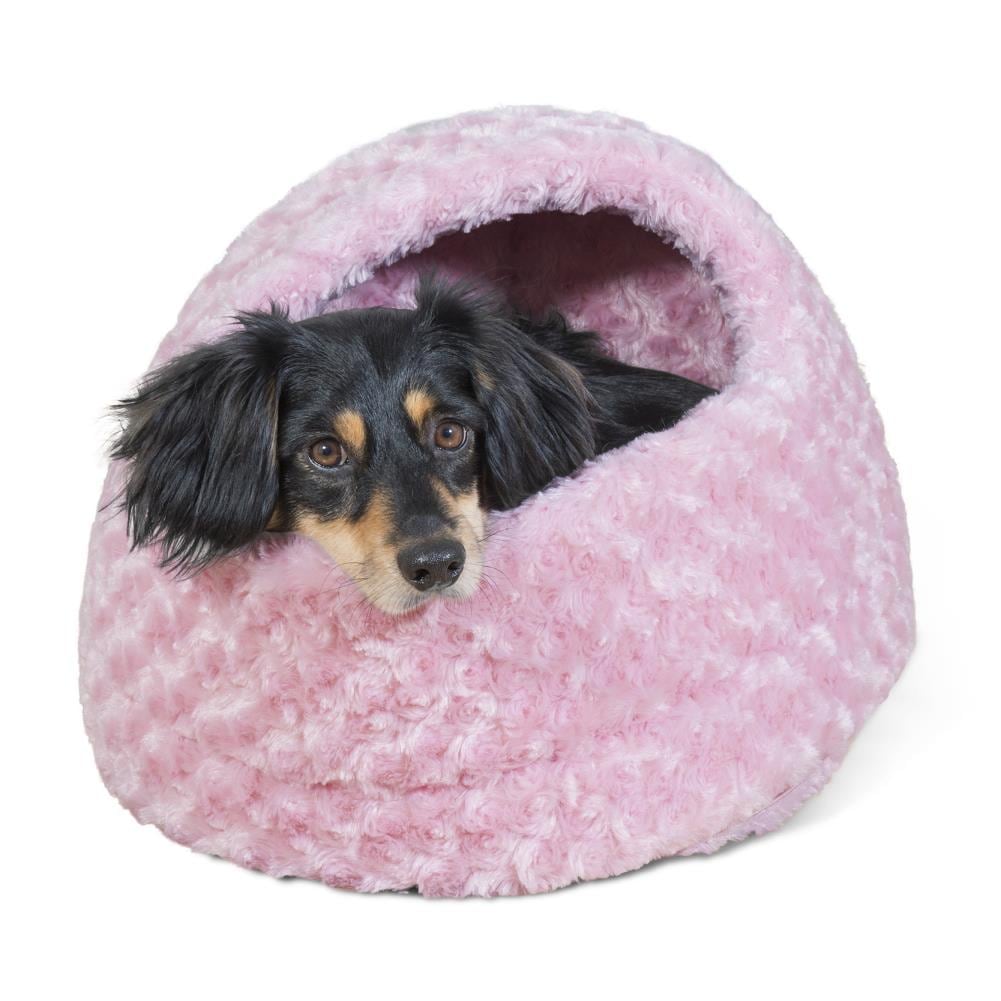 pink plush dog bed