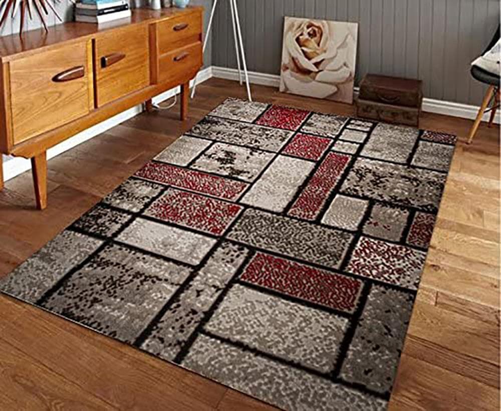 MSRUGS Frize 4 x 5 Red Indoor Geometric Area Rug in the Rugs department at