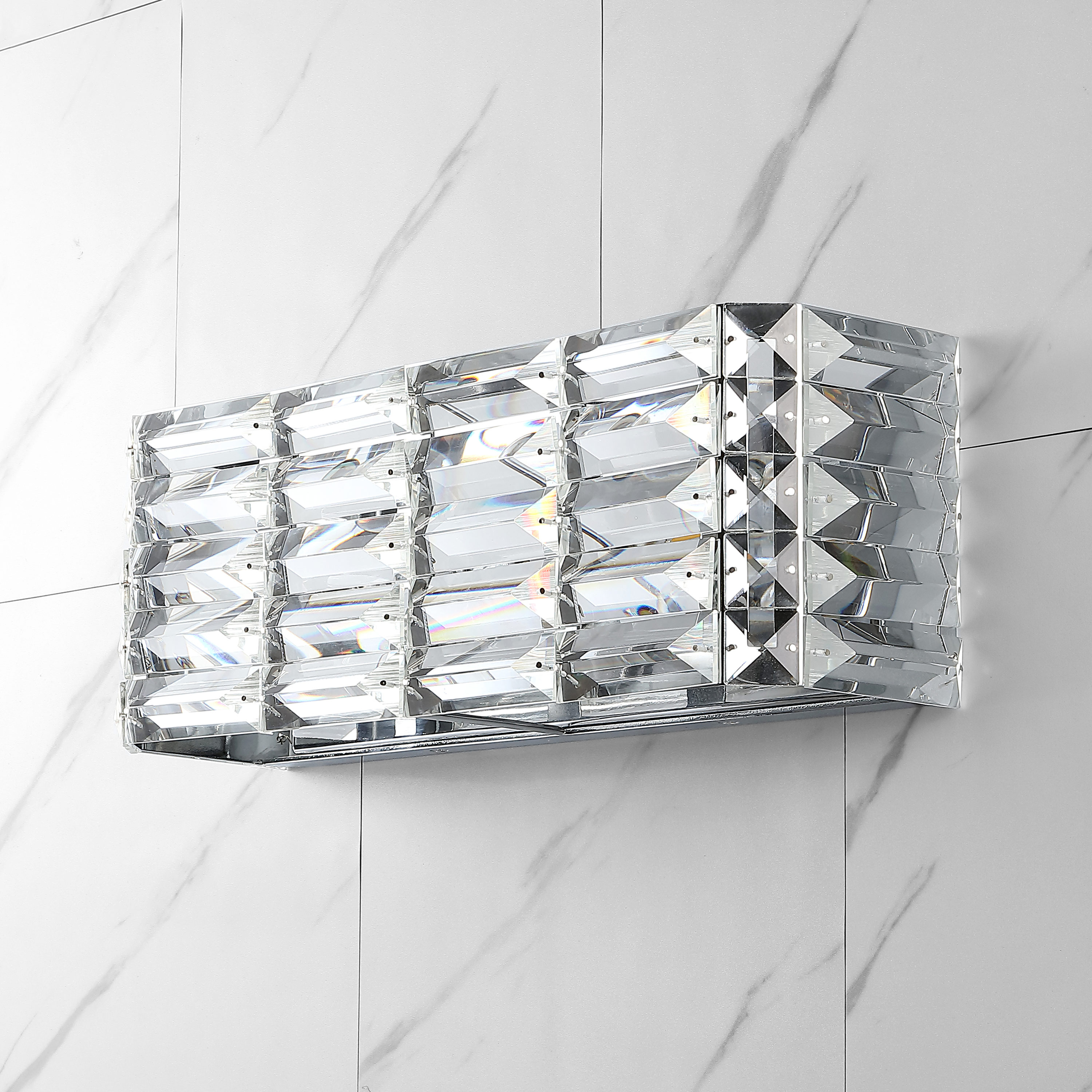 JONATHAN Y Evelyn Crystal Classic Modern/contemporary 17.5-in 2-Light Chrome LED Glam Vanity Light