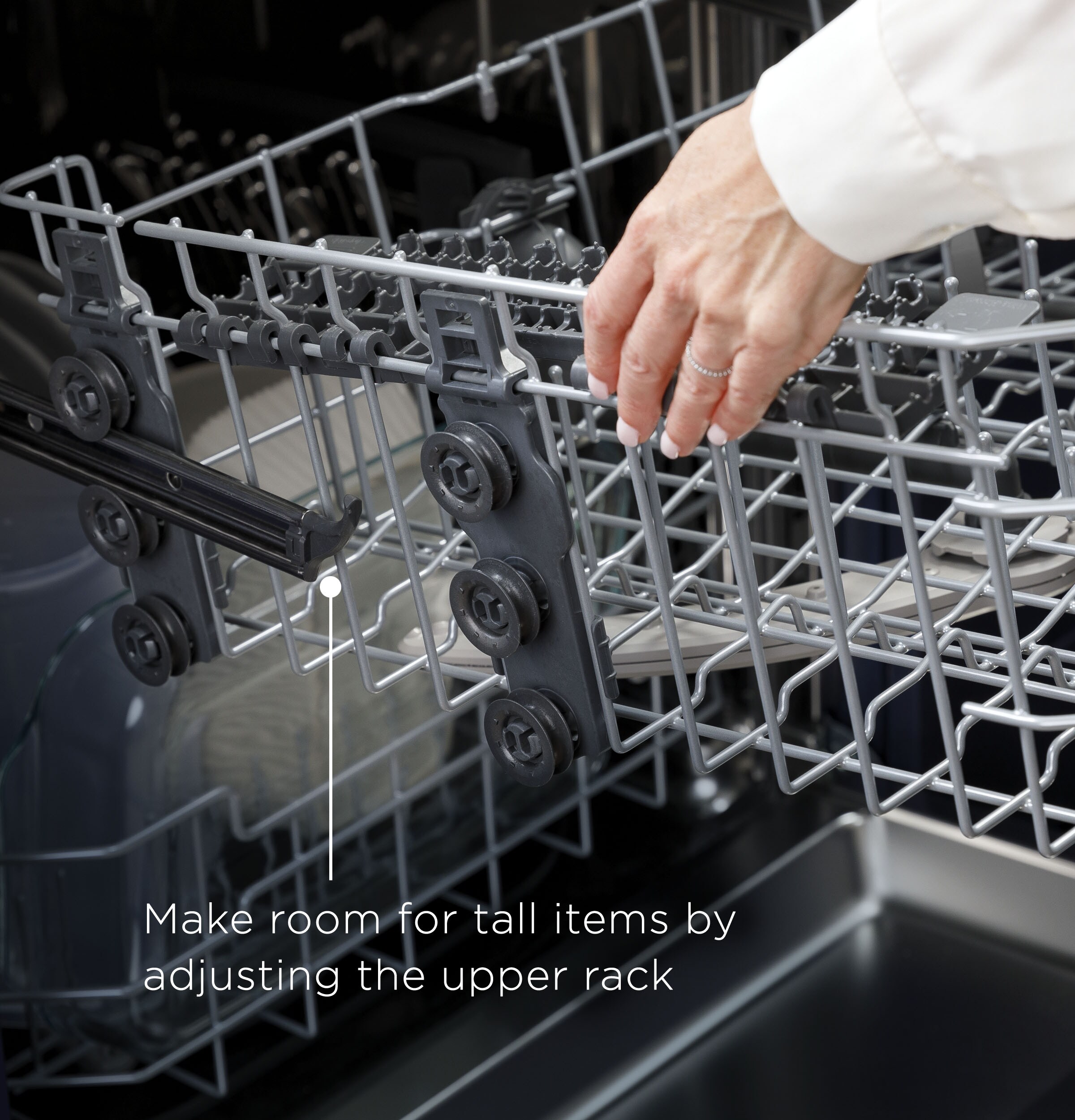 GE PROFILE Dishwasher NYLON Dish Upper Top Rack Dark Grey Adjustable Wheels 