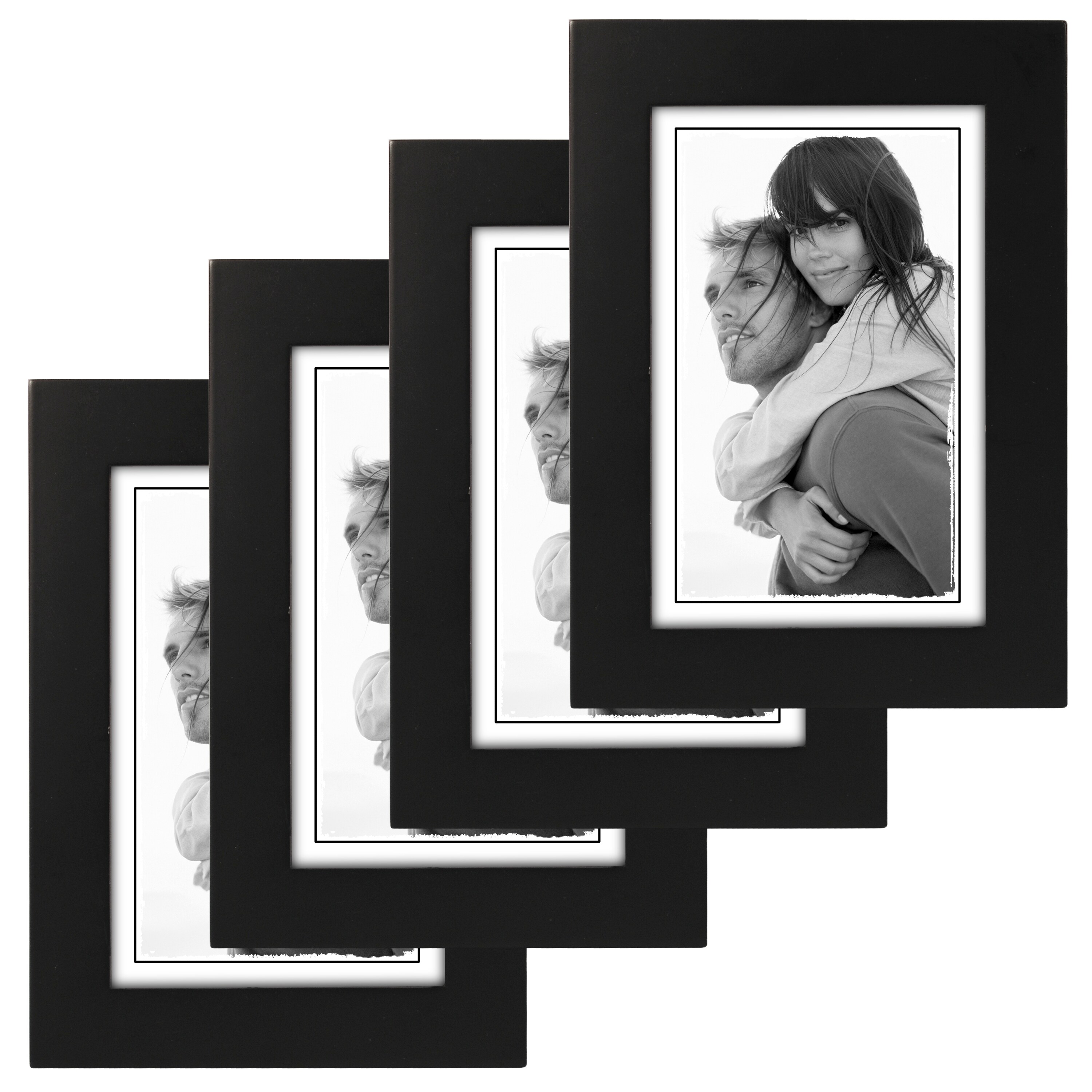 Malden International Designs Linear Wood Picture Frame 3.5 by 5-inch Black