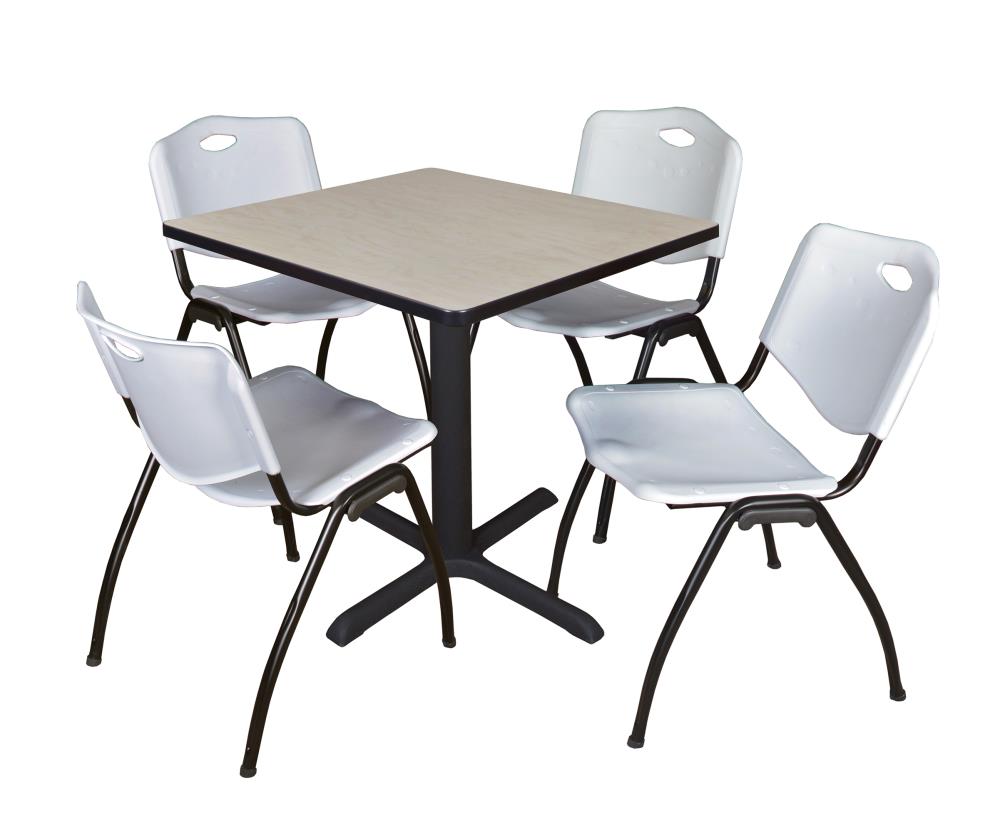 and 4 M Stack Chairs Beige Regency Kobe 30-Inch Square Breakroom Table Blue 