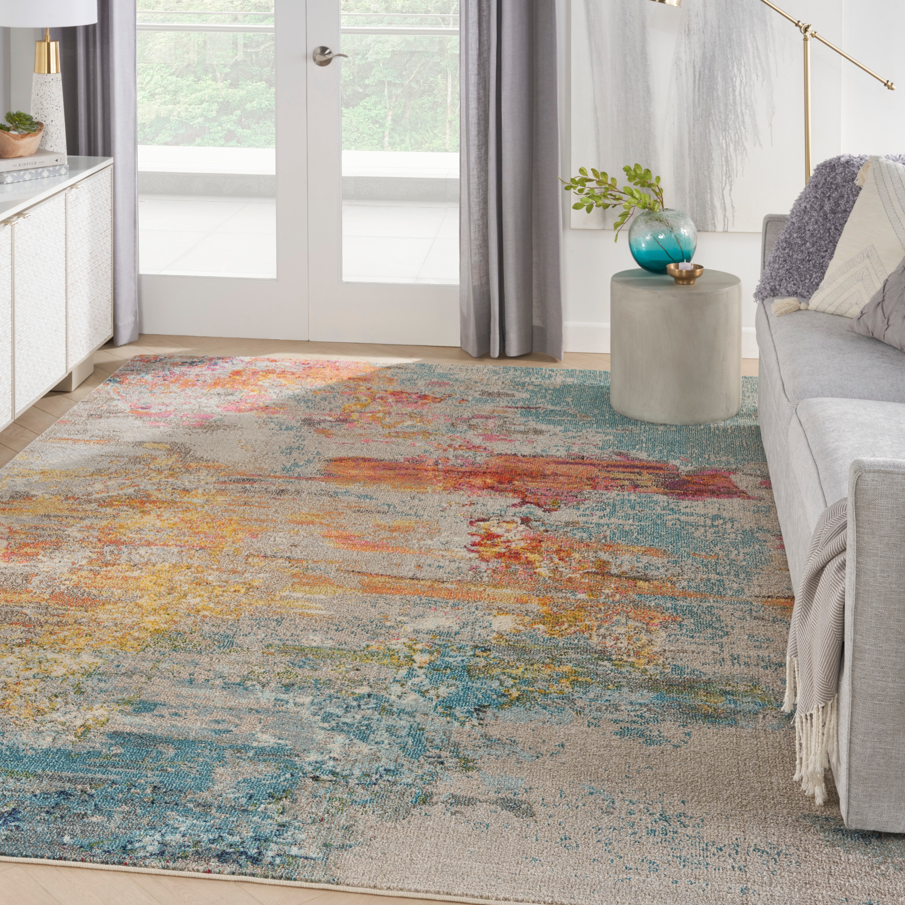 Yoga Round Floor Mat Bedroom Carpet Area Rugs Beautiful Abstract Swirl Pattern 