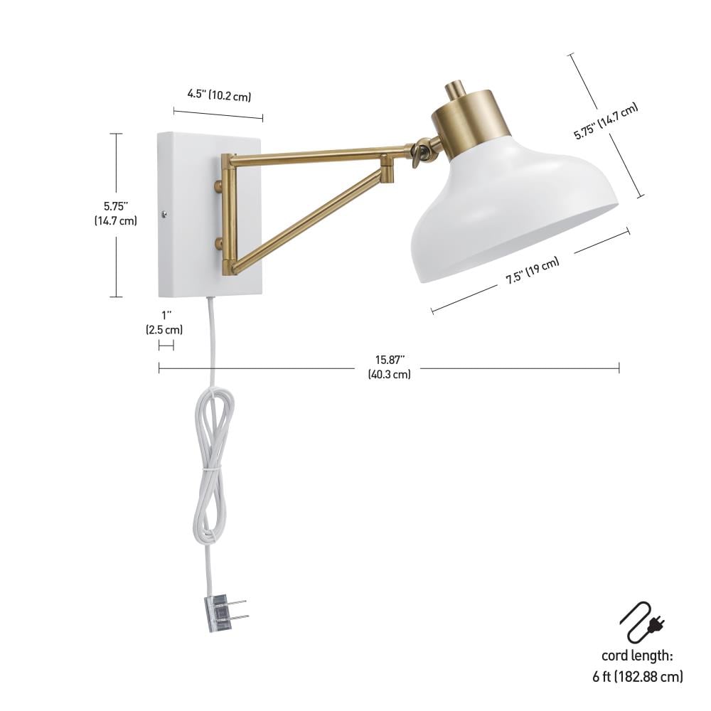Black Wall-Mount Sconce Light Task Lamp Hardwire Plug-In Reading 6Ft Clear Cord 