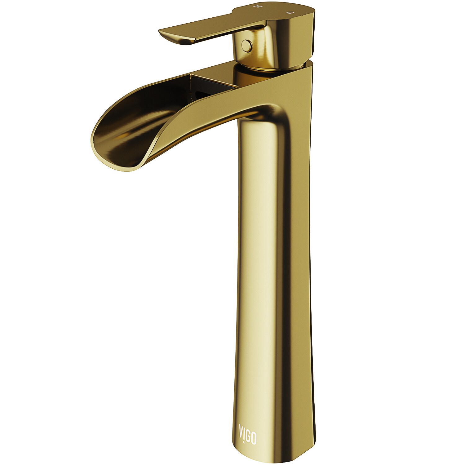 Contemporary Single Handle Tall Brushed Nickel Gold Bathroom Vessel Sink Mixer 