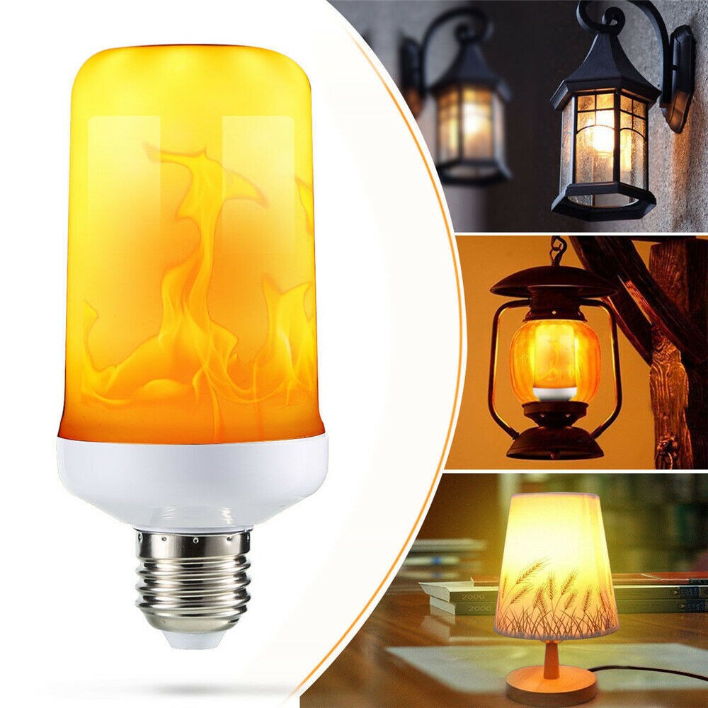 Flicker Flame Lamp Bulb LED Burning Light Fire Effect Portable USB Charge Remote