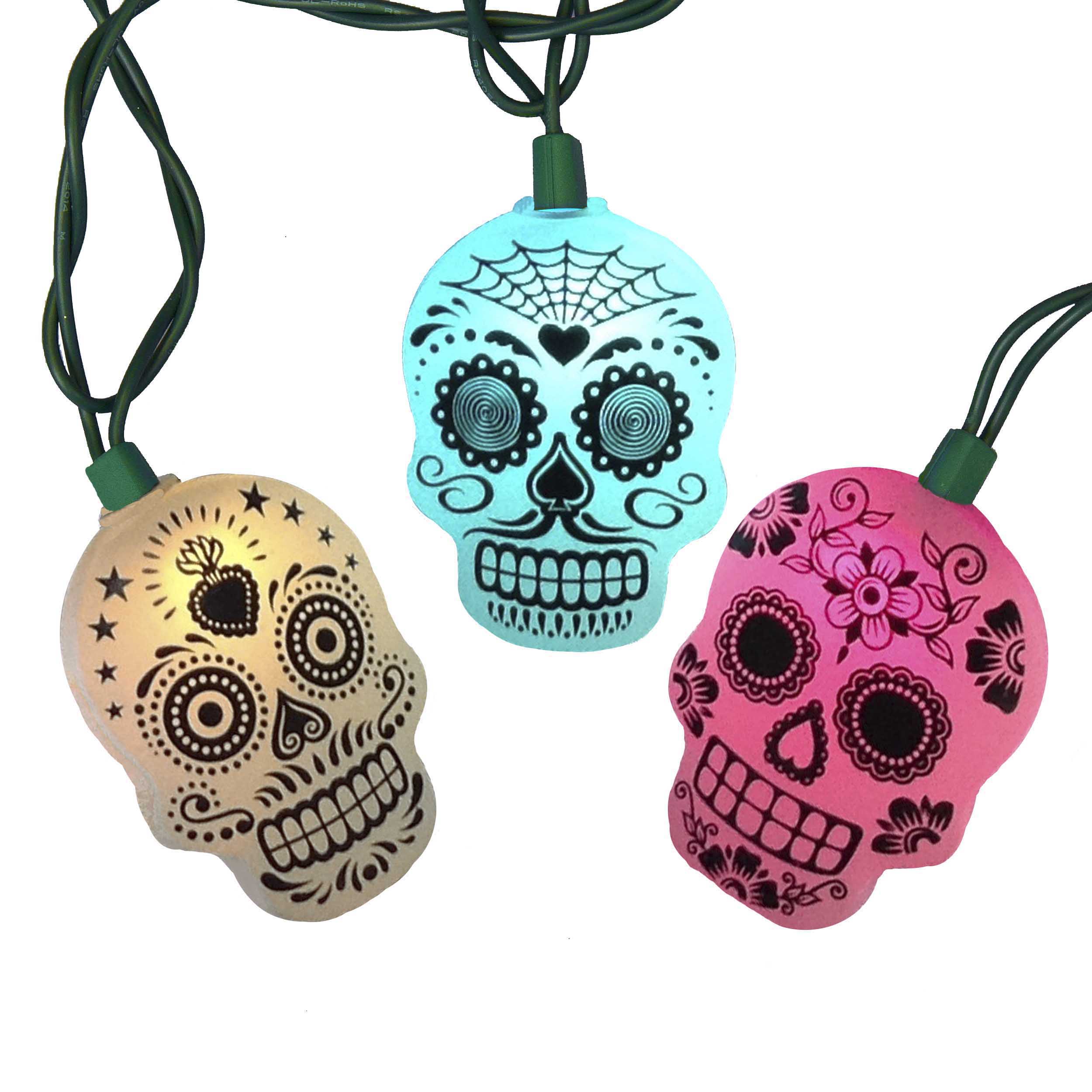 led skull string lights