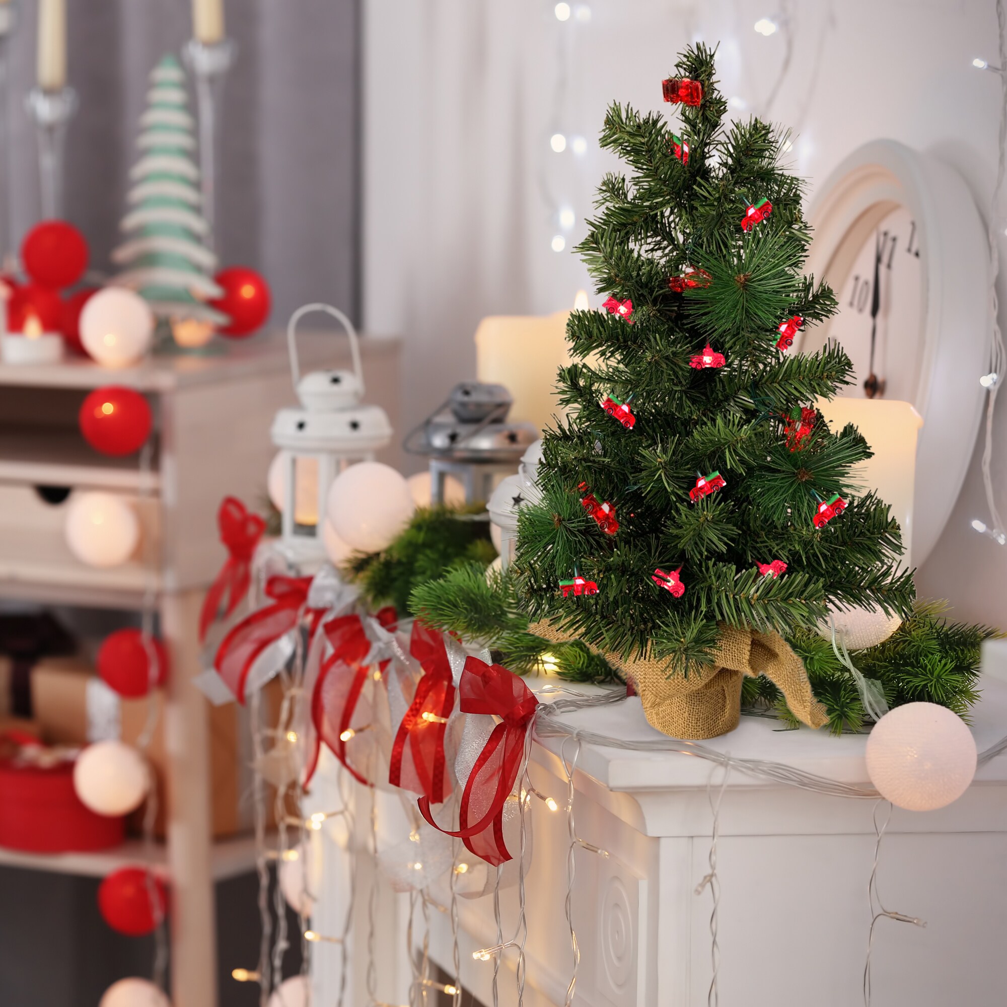 5 LED Rudolph String Light Battery Powered Christmas Tree Wreath Mantle Lighting 