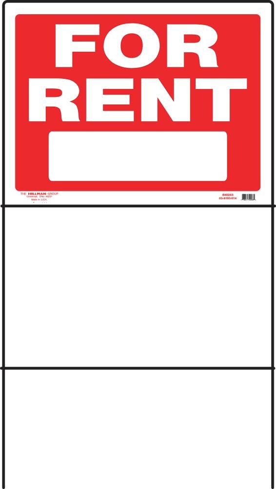 Hy-Ko FOR RENT SIGN Plastic Renting Property High Visibility 18" x 24" RS-603 