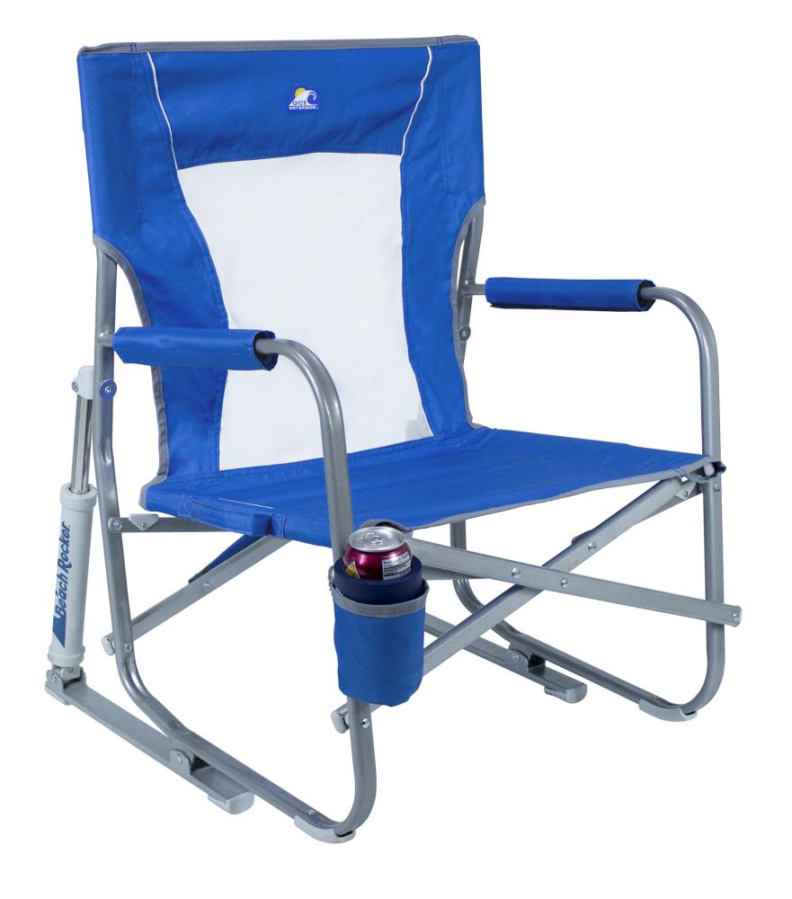 GCI Waterside Saybrook Blue Folding Beach Chair in the Beach 