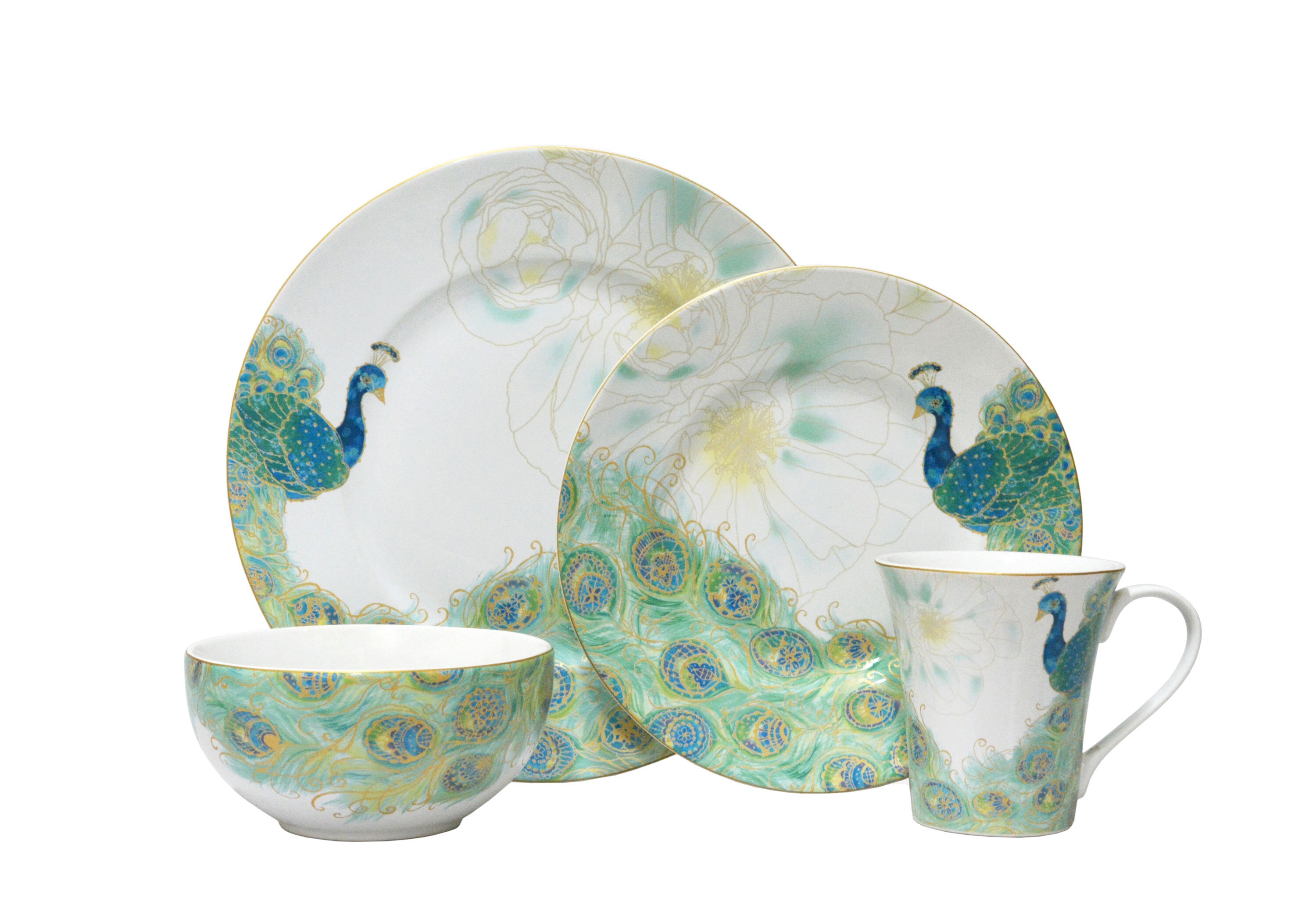 Beautiful Cereal Bowls By 222 Fifth Porcelain New. Details about   Lakshmi Peacock Soup 
