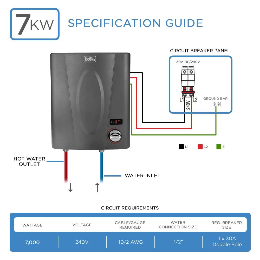 BLACK+DECKER Pro Series 240Volt 7kW 1.6GPM Point of Use Tankless