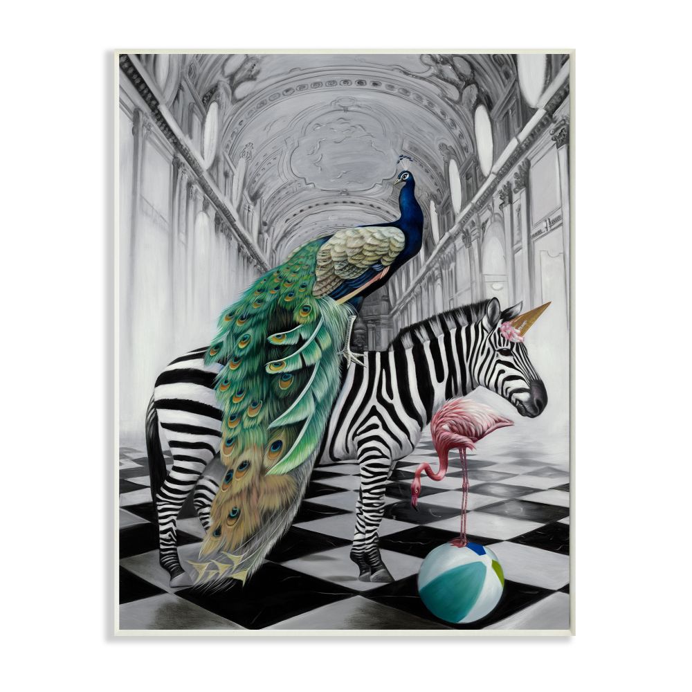 Stupell Industries Stupell Industries Safari Animals in Classic  Architecture Funny Zebra Birds Wall Plaque Art by Urban Road, 10 x  x 15  in the Wall Art department at 