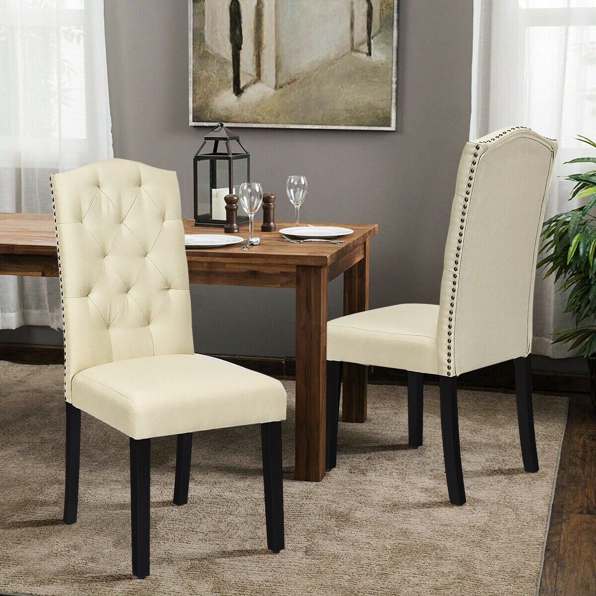 wing back chair beige