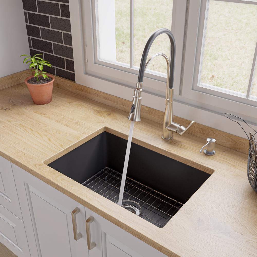 ALFI brand Undermount 26.75-in x 18.9-in Black Matte Single Bowl Kitchen  Sink
