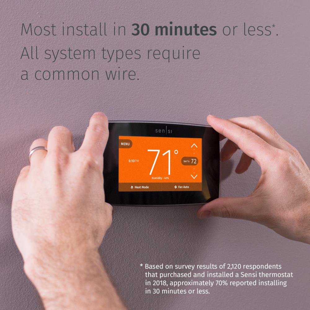 Emerson Sensi Black Smart Thermostat with Wi-Fi Compatibility