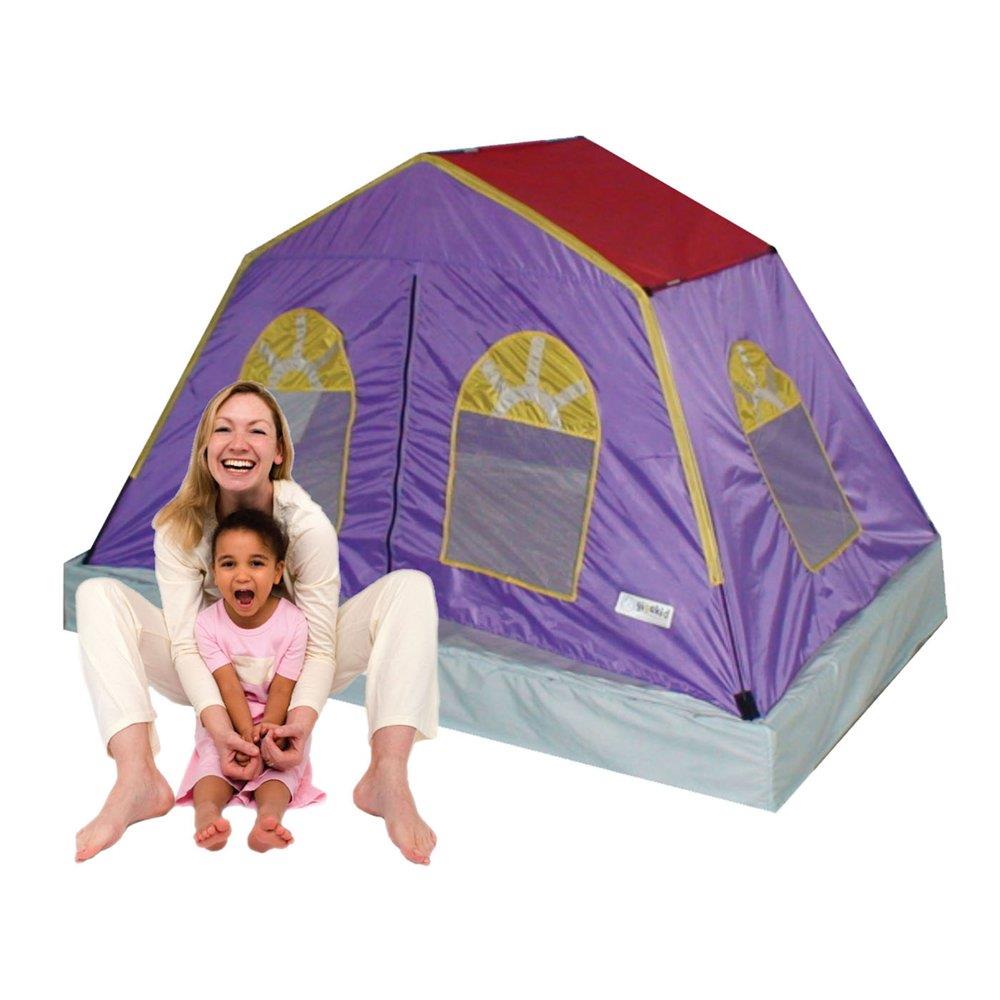 Girls Bed Tent Twin Full Purple Red Dream House Canopy Play Area Windows Dome 