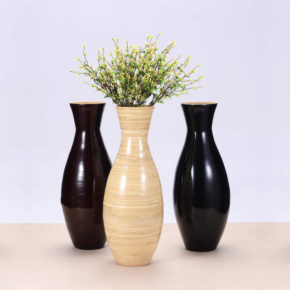x H Flowers W L Sustainable Bamboo, 7 7” x Filler Decor VILLACERA Black Handcrafted 18” Tall Glazed Hana Vase for Silk Plants